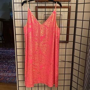 Lilly Pulitzer Pink Slip Dress with Gold Accents